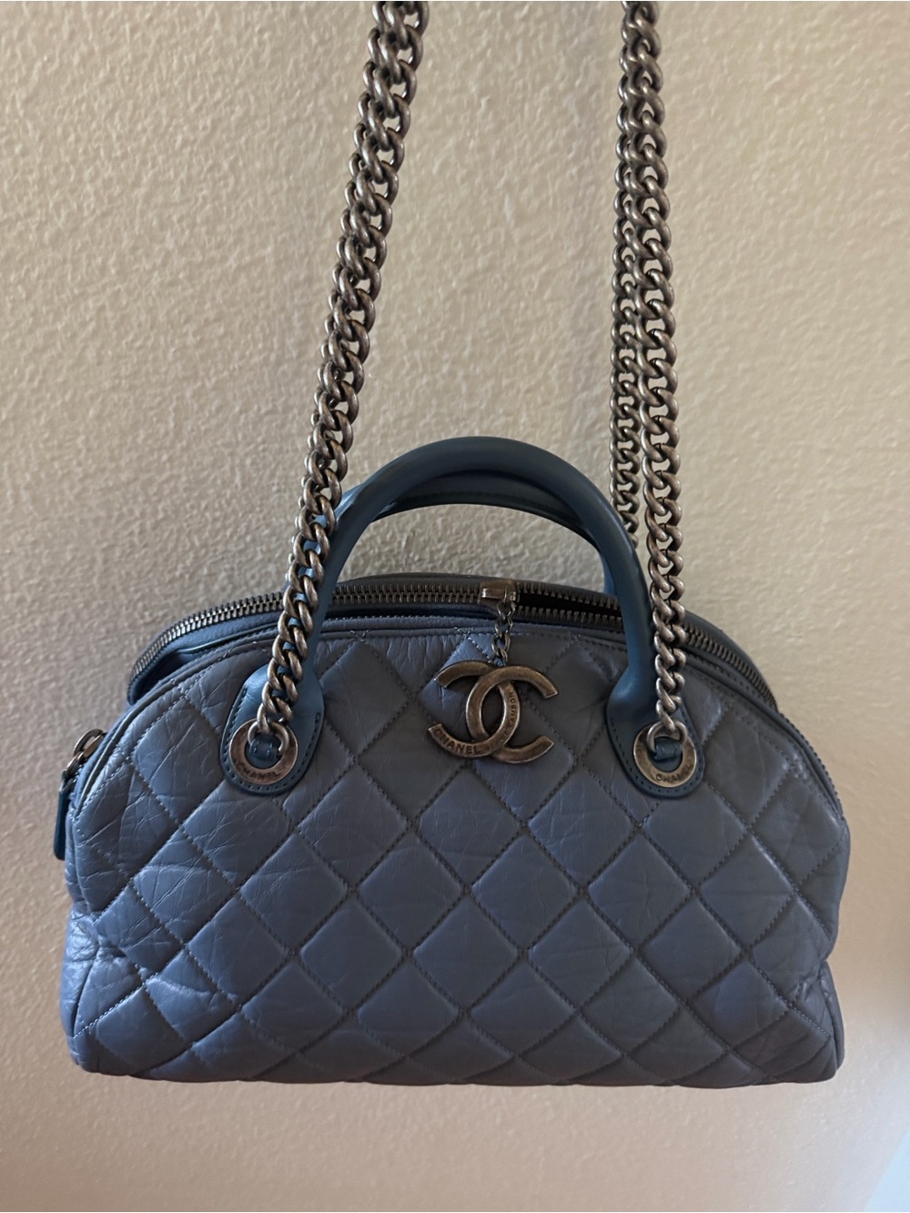 Chanel Mademoiselle Silver Gun Metal Hardware